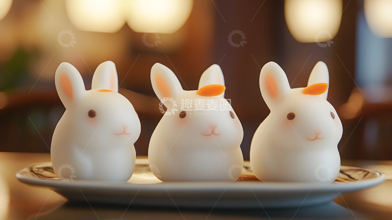高清大图下载【趣麦麦图】兔子造型中式糕点的可爱美食摄影
