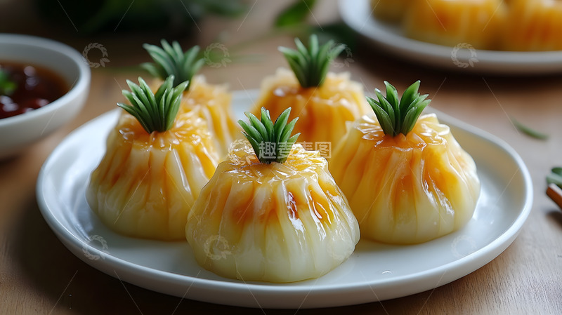 高清大图下载【趣麦麦图】广式菠萝造型甜点的精美摆盘摄影
