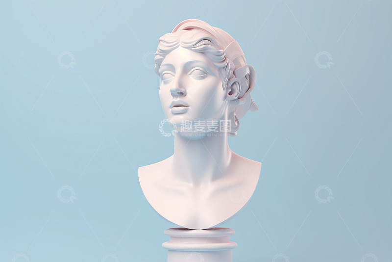 高清大图下载【趣麦麦图】白色女性雕塑头像