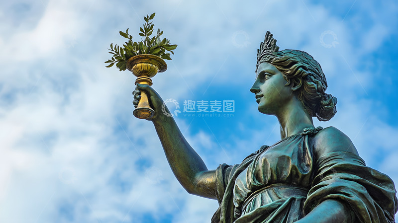 高清大图下载【趣麦麦图】自由女神像高举花束