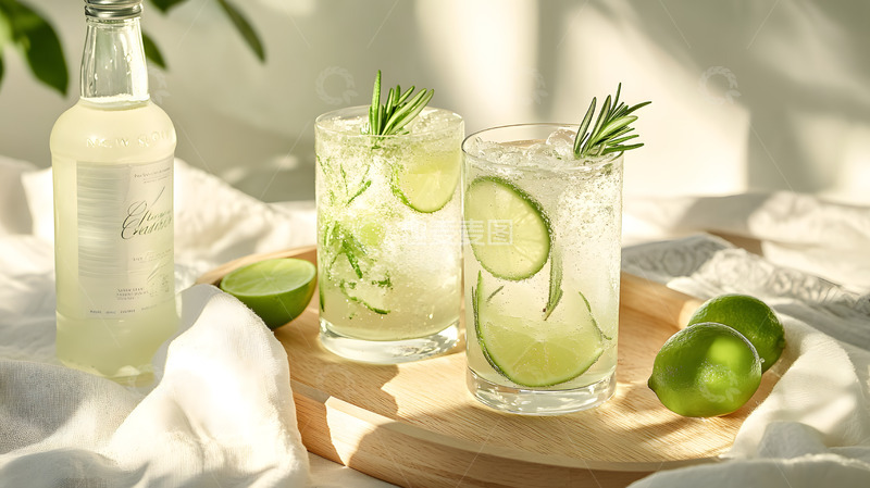 高清大图下载【趣麦麦图】青柠薄荷气泡水夏日清凉饮品静物摄影