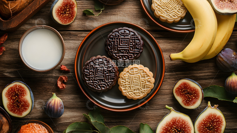 高清大图下载【趣麦麦图】中秋节月饼与水果静物摆拍美食摄影