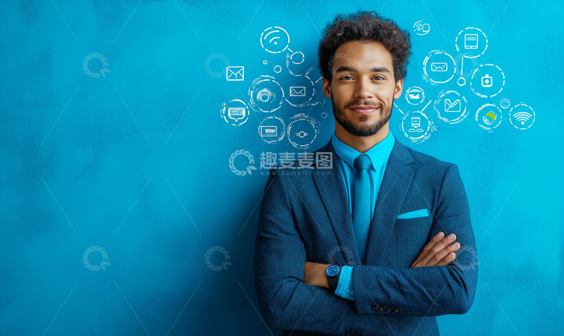 高清大图下载【趣麦麦图】商务科技人工智能蓝色背景图