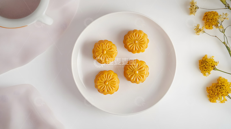 高清大图下载【趣麦麦图】盘装桂花糕中式传统甜品静物美食摄影