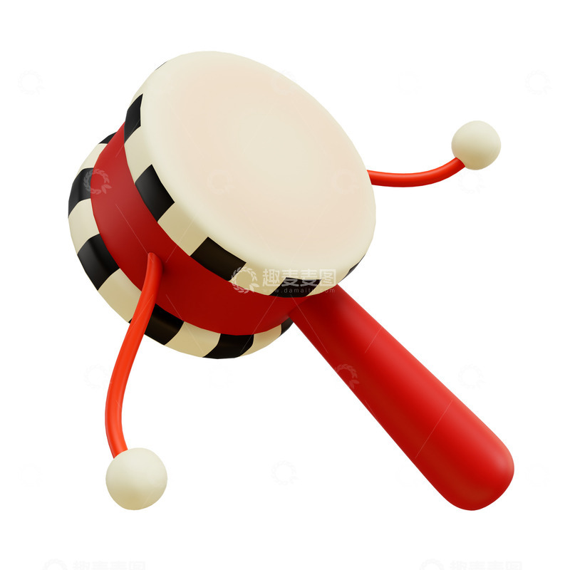 高清大图下载【趣麦麦图】童趣红色拨浪鼓
