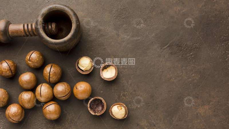 高清大图下载【趣麦麦图】夏威夷果与木质夹的完美邂逅