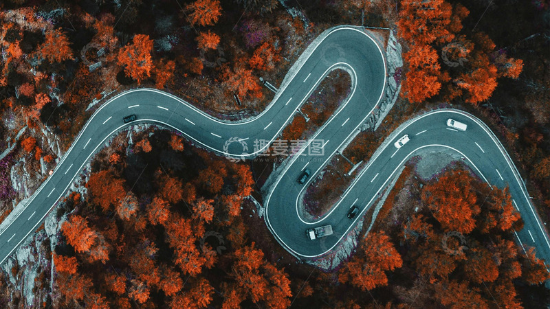 高清大图下载【趣麦麦图】公路弯曲盘山公路秋季