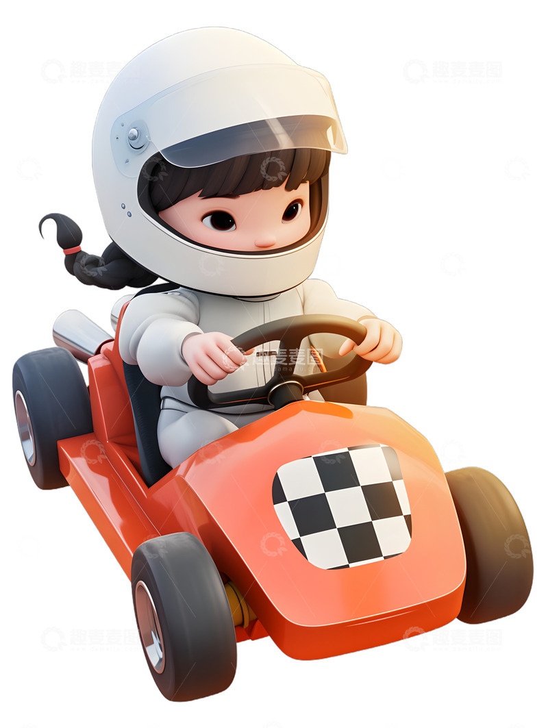 小孩子开着卡丁车汽车赛车