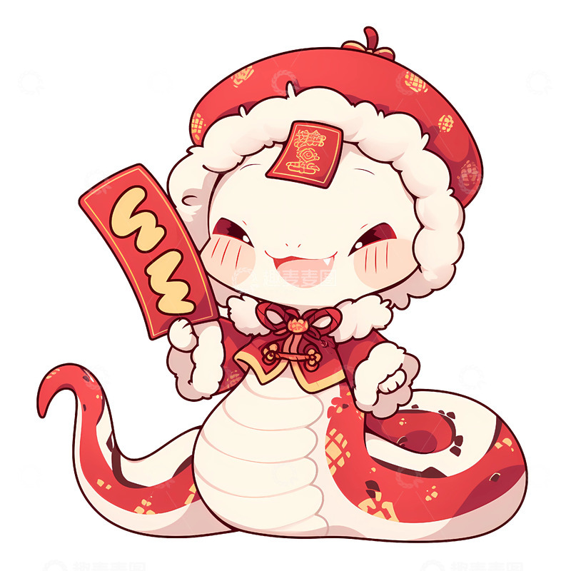 高清大图下载【趣麦麦图】卡通红色新年生肖蛇