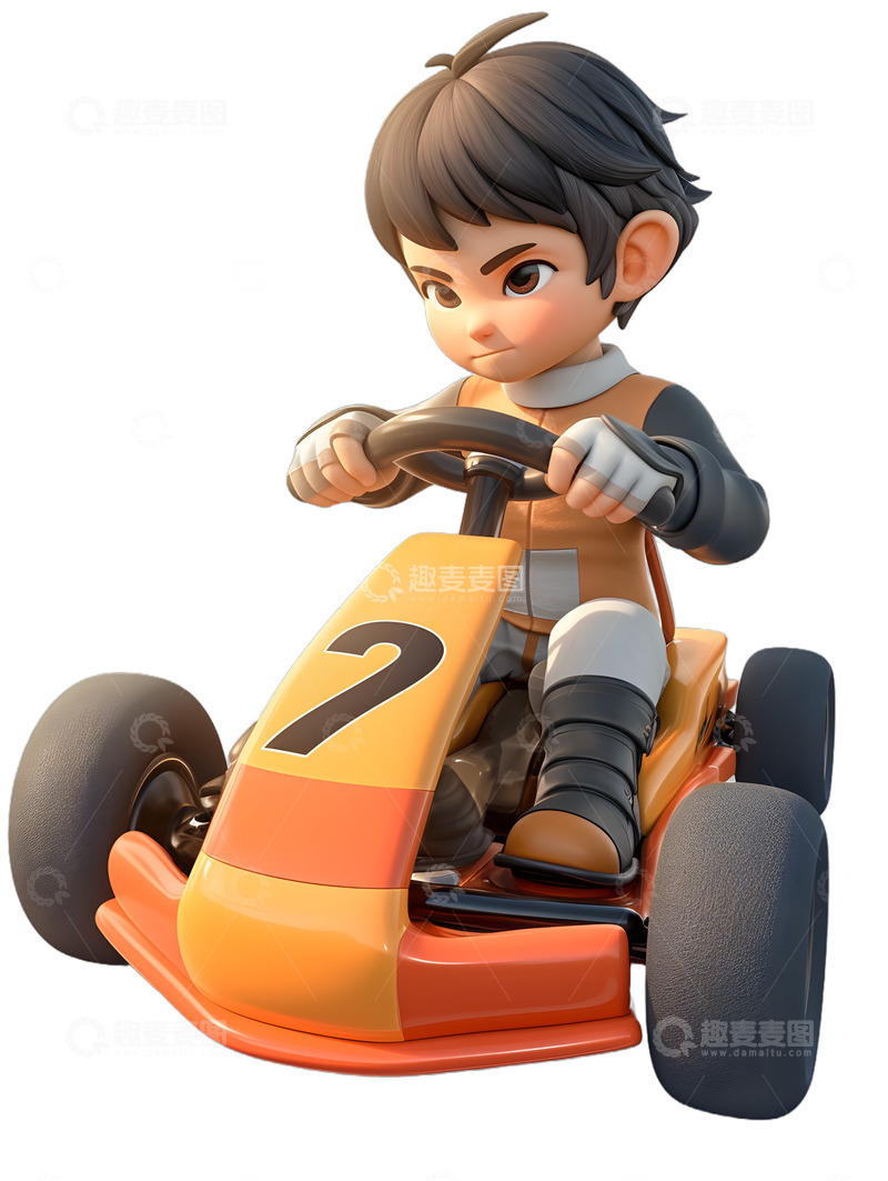 高清大图下载【趣麦麦图】-小孩开卡丁车