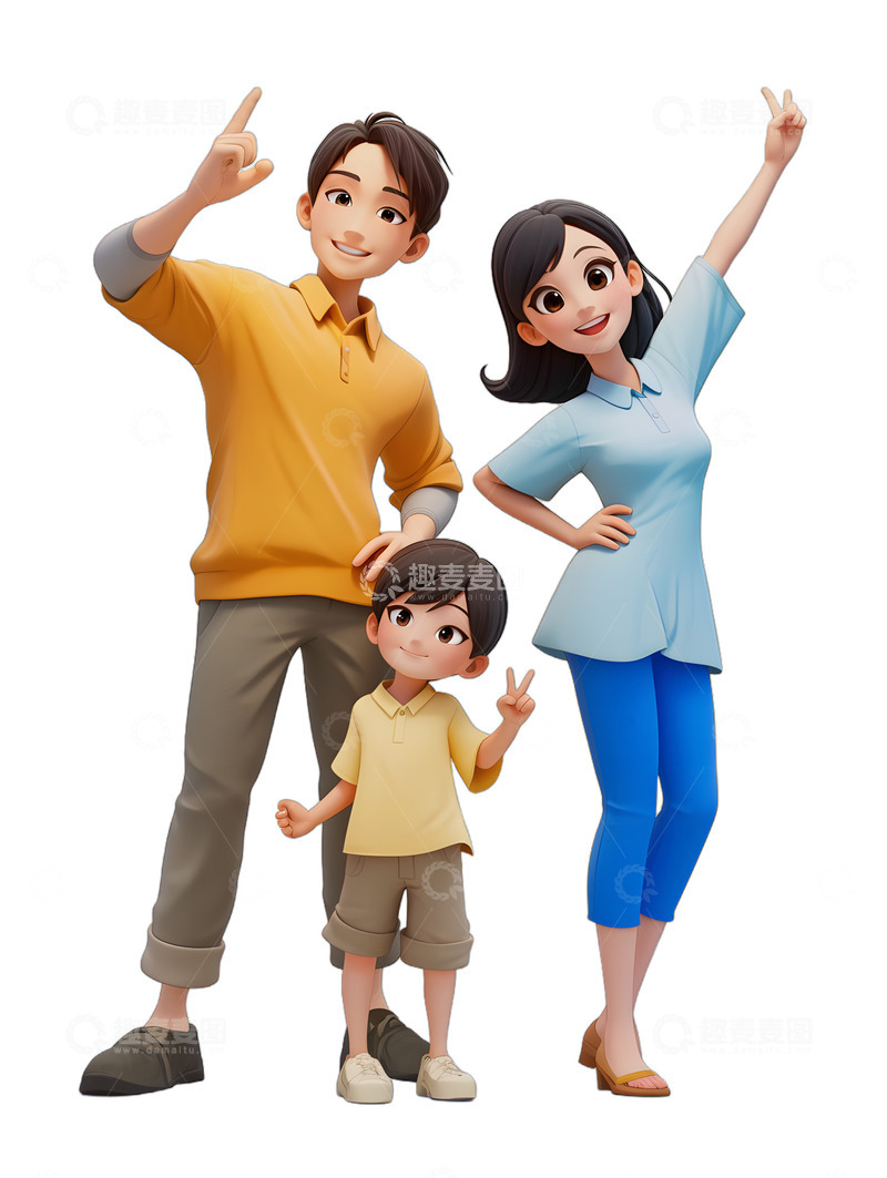 高清大图下载【趣麦麦图】开心节日庆祝一家人