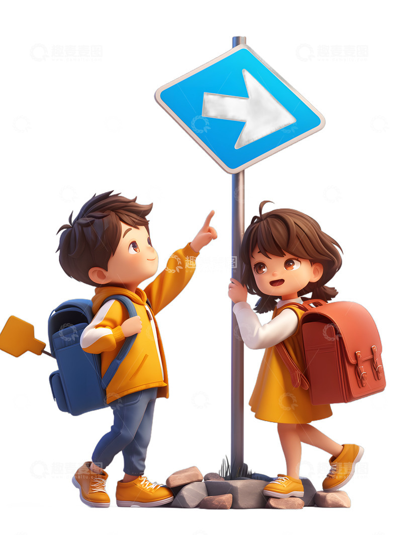 高清大图下载【趣麦麦图】小孩安全教育路牌