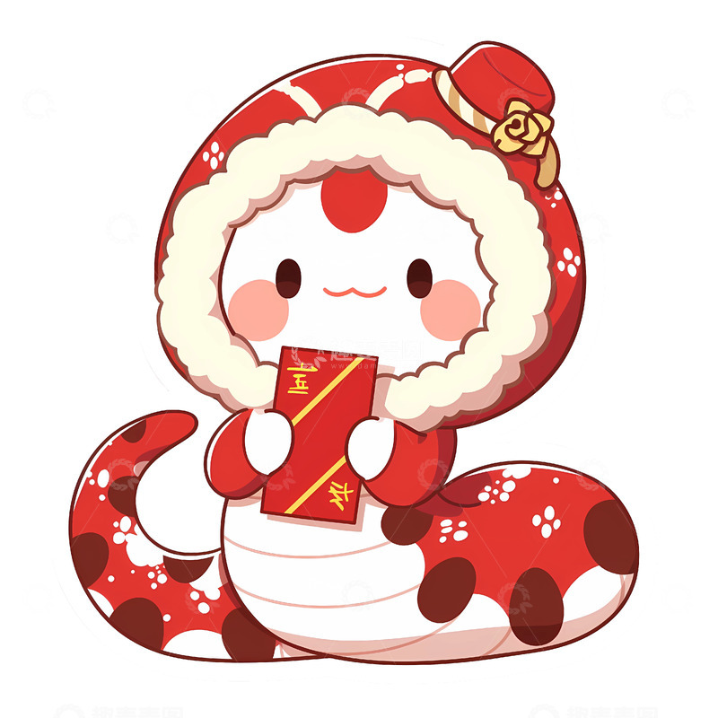 高清大图下载【趣麦麦图】红色蛇年卡通生肖