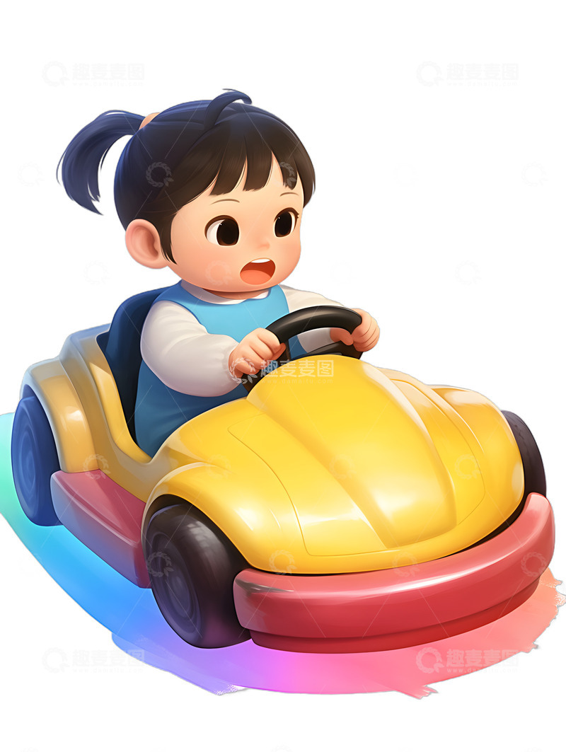 高清大图下载【趣麦麦图】小孩开玩具车小车