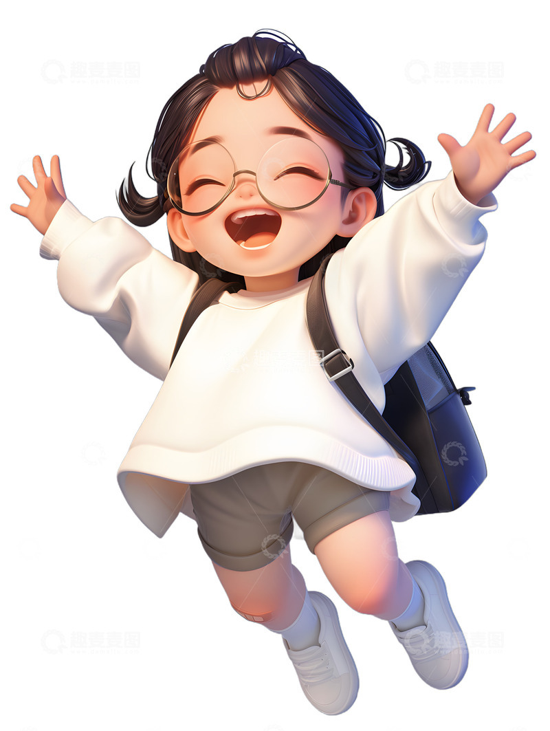 高清大图下载【趣麦麦图】欢呼开心的小女孩节日