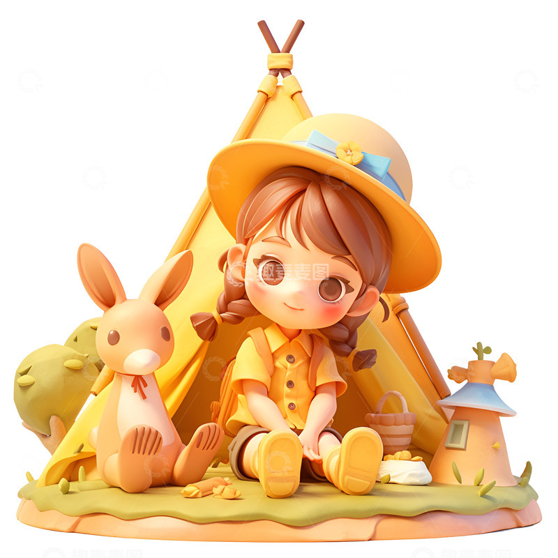 高清大图下载【趣麦麦图】坐在帐篷里的小孩