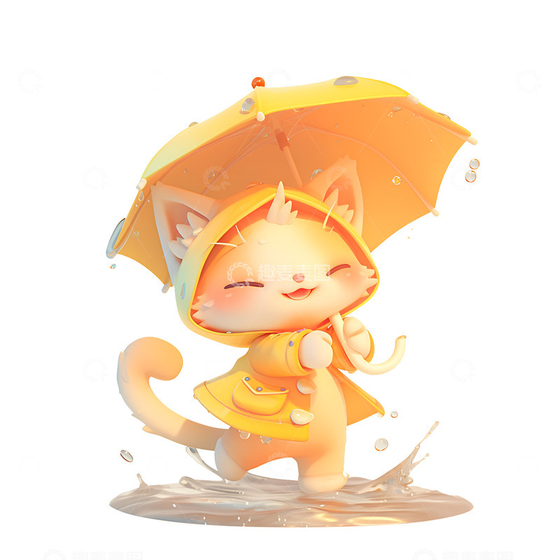 高清大图下载【趣麦麦图】打着雨伞的小猫咪