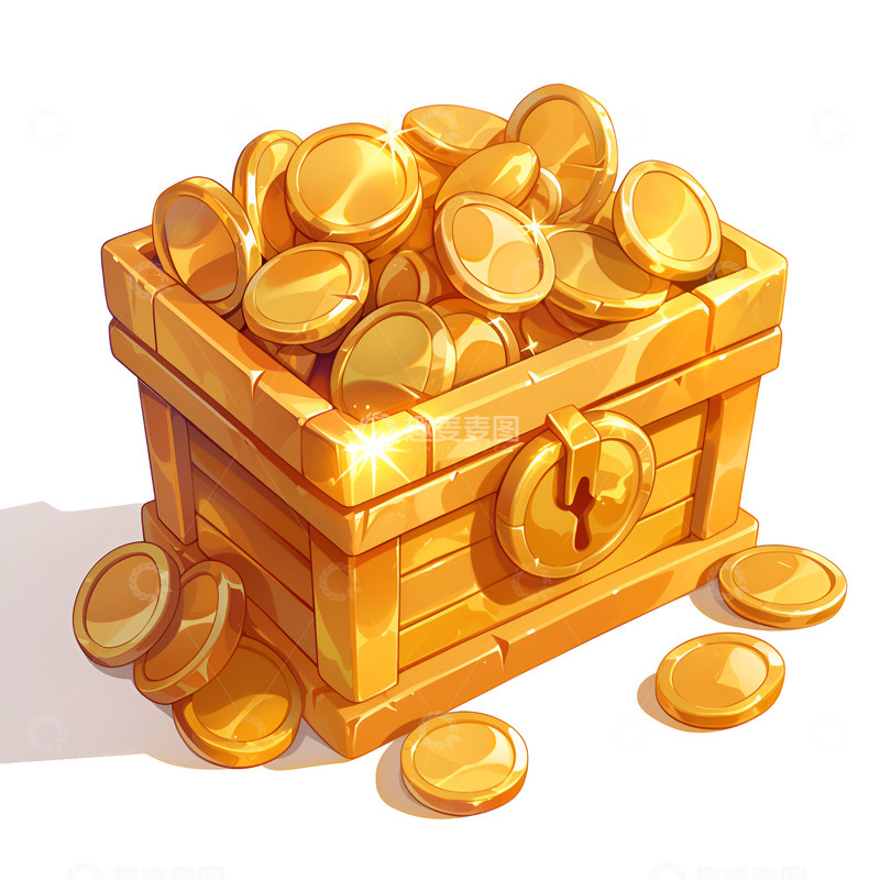 高清大图下载【趣麦麦图】装满金币的箱子