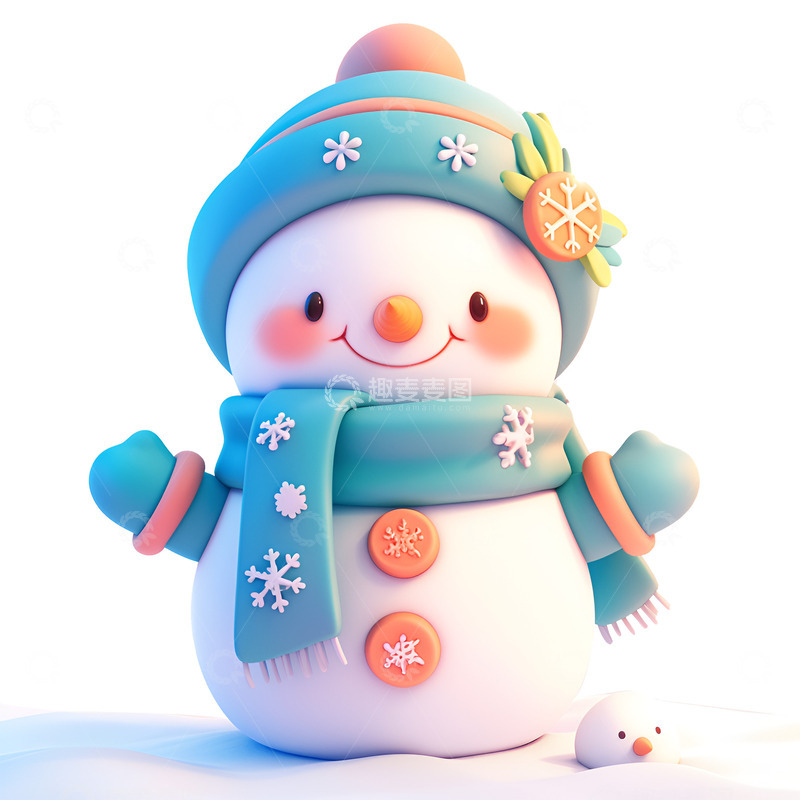 高清大图下载【趣麦麦图】一个可爱的小雪人