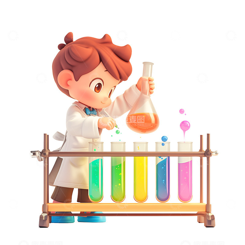高清大图下载【趣麦麦图】拿着锥形瓶的科学家