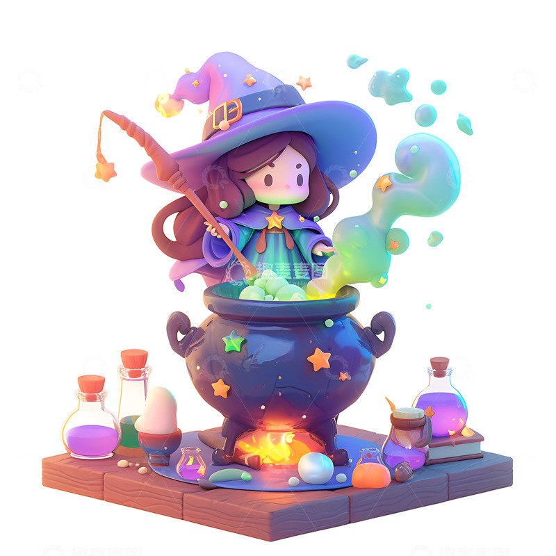 高清大图下载【趣麦麦图】炼制魔药的小魔法师