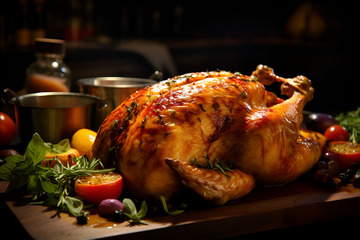 一只美味的烤鸡