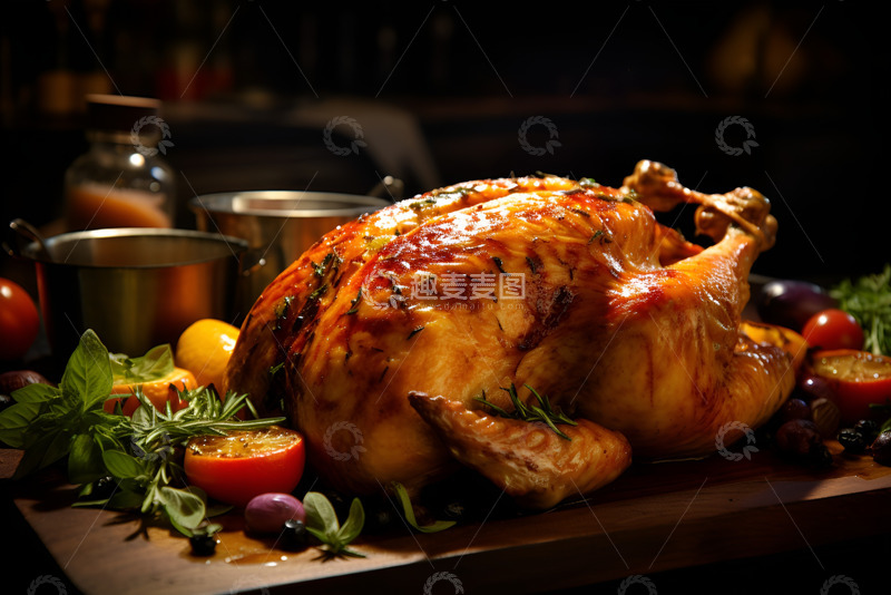 高清大图下载【趣麦麦图】一只美味的烤鸡