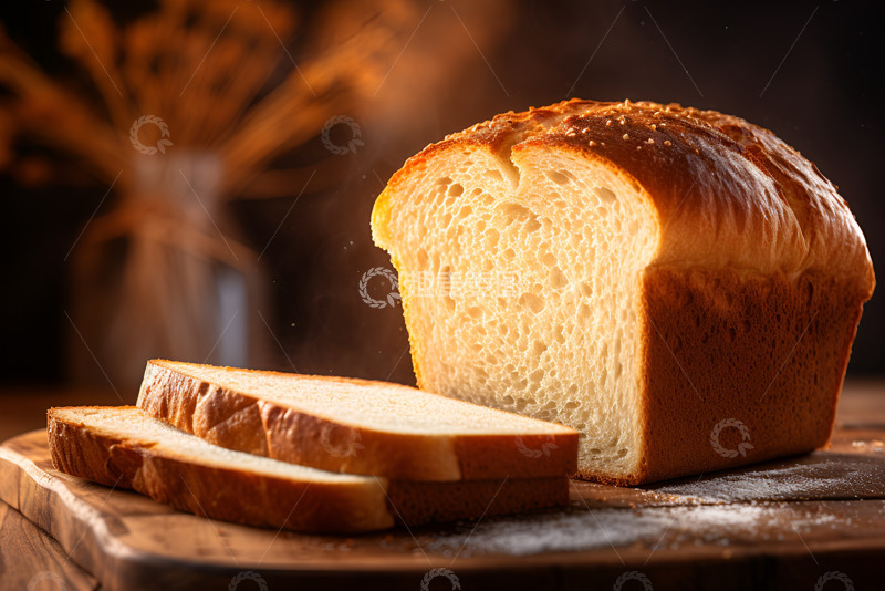 高清大图下载【趣麦麦图】切开的面包片放在桌子上