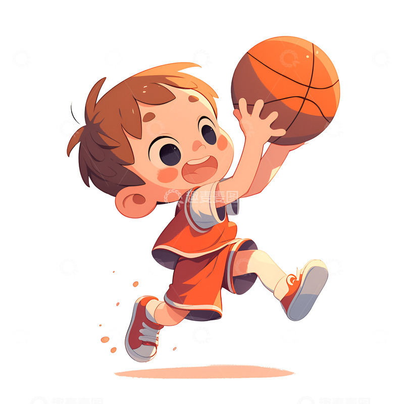 高清大图下载【趣麦麦图】卡通简约投篮的小孩