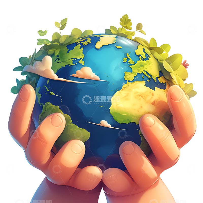 高清大图下载【趣麦麦图】卡通简约关爱地球