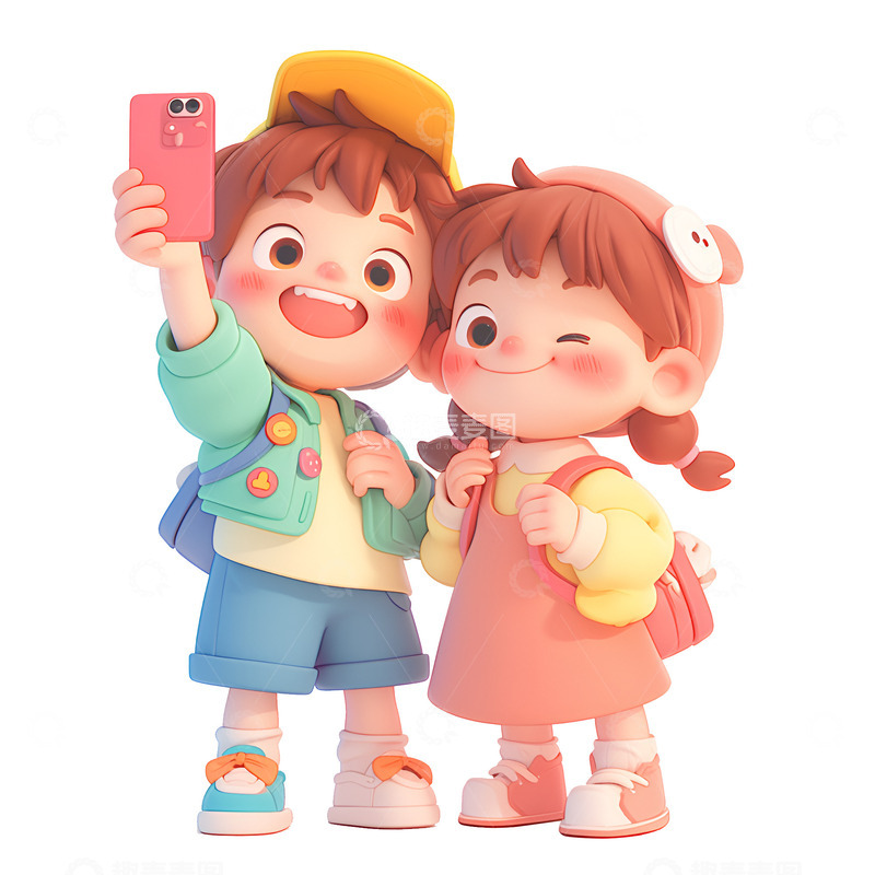 两个自拍的小孩子