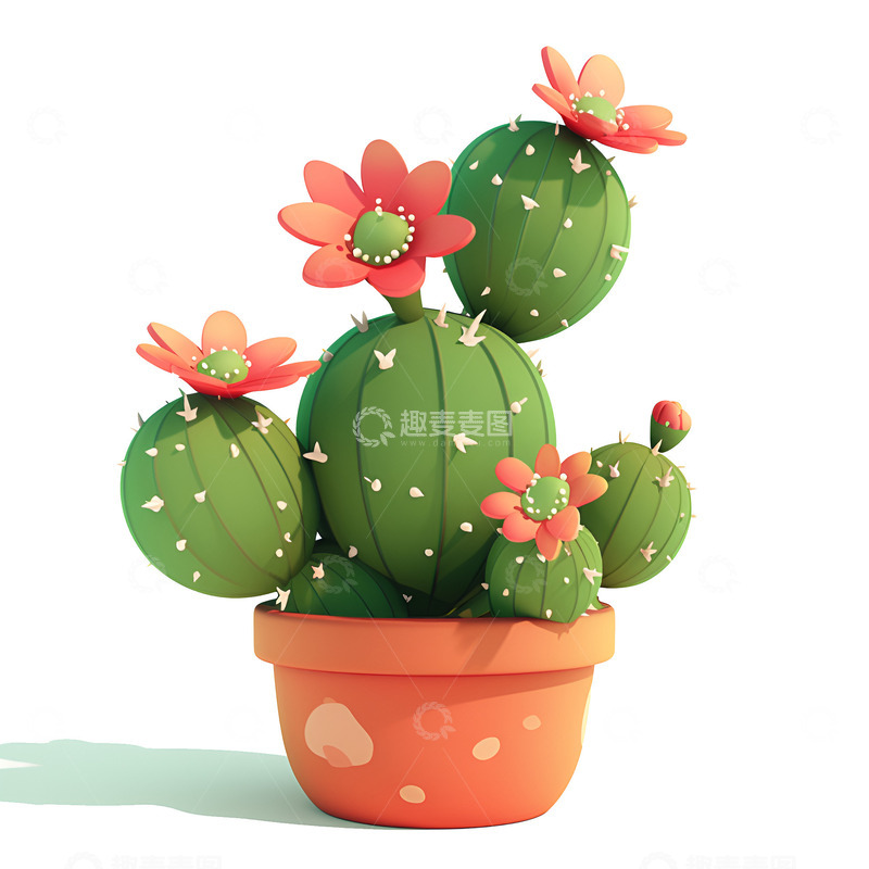 高清大图下载【趣麦麦图】一盆开花的仙人掌