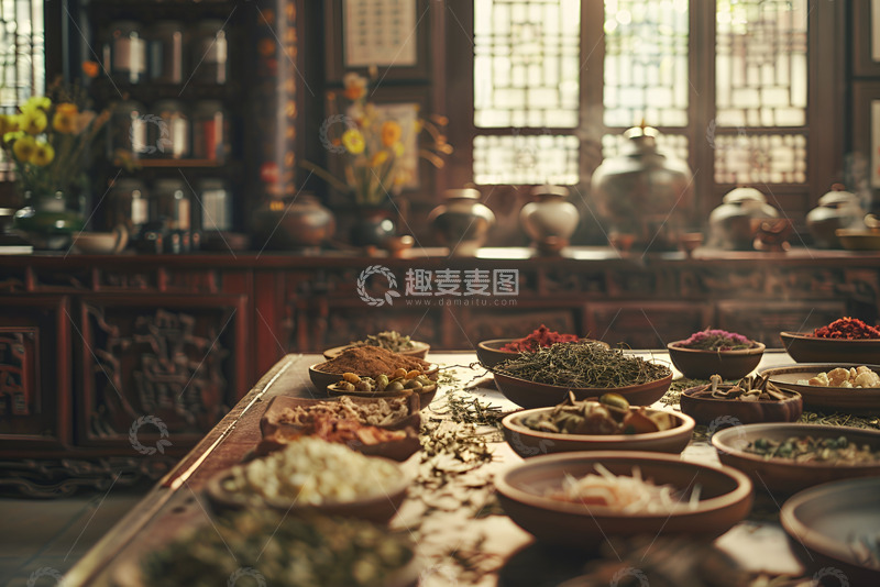 高清大图下载【趣麦麦图】中医馆草药摄影