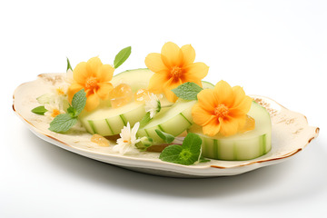 一盘新鲜冬瓜摆盘