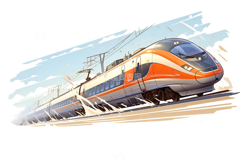 高清大图下载【趣麦麦图】卡通简约飞驰的火车