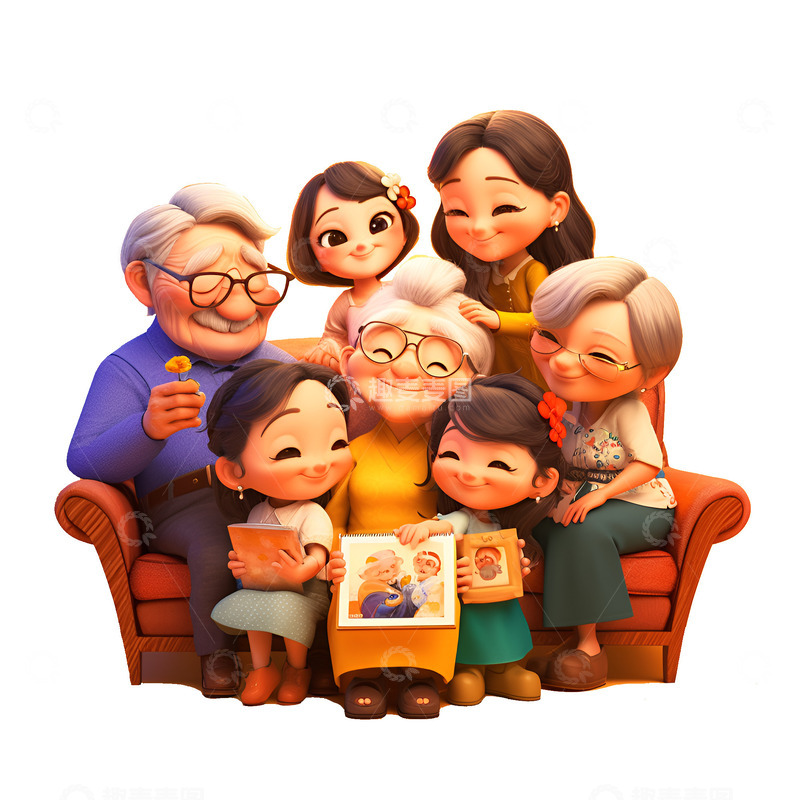 高清大图下载【趣麦麦图】全家人一起拍照