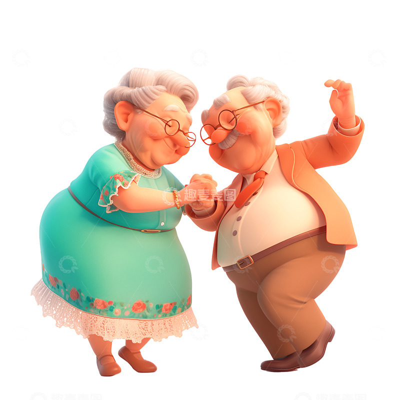 高清大图下载【趣麦麦图】一起跳舞的老年夫妻