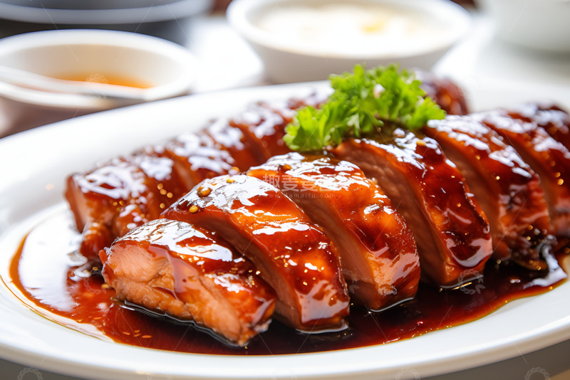 高清大图下载【趣麦麦图】色泽诱人的一盘叉烧肉