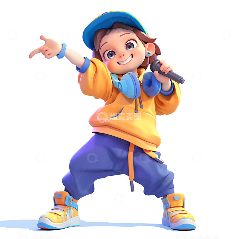 高清大图下载【趣麦麦图】拿着话筒唱跳的少年
