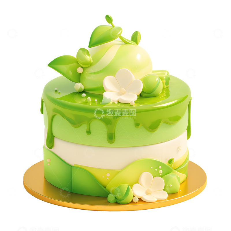 高清大图下载【趣麦麦图】抹茶奶油蛋糕
