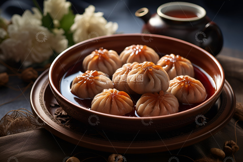 高清大图下载【趣麦麦图】一盘灌汤小煎包