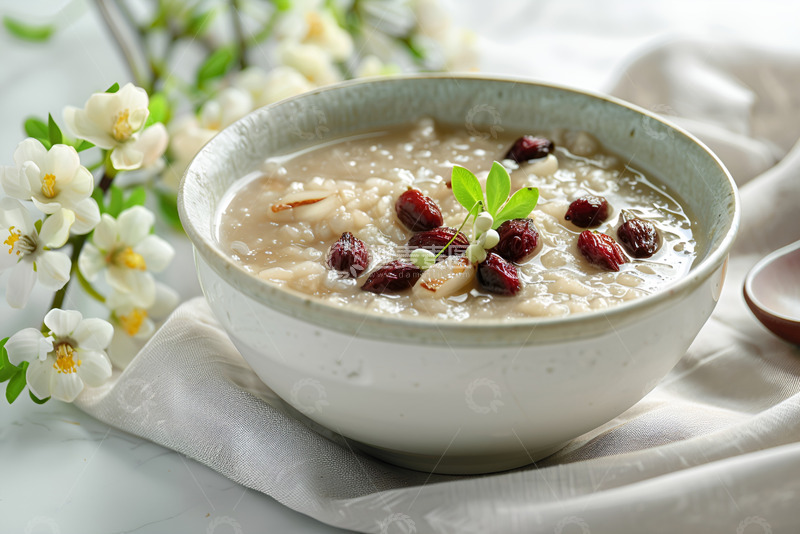 高清大图下载【趣麦麦图】一碗红枣莲子粥
