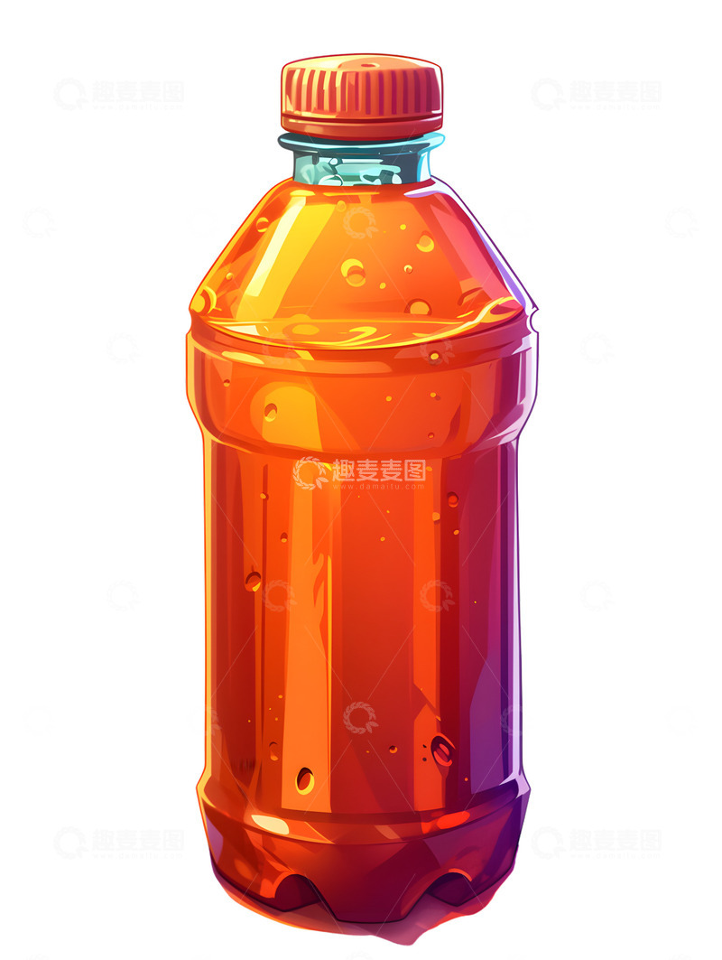 高清大图下载【趣麦麦图】能量饮料卡通手绘塑料瓶