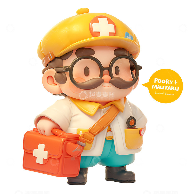 高清大图下载【趣麦麦图】背着药箱的可爱医生