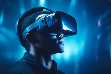 带着VR眼镜的男士