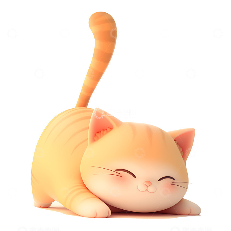 高清大图下载【趣麦麦图】伸懒腰的胖胖橘猫