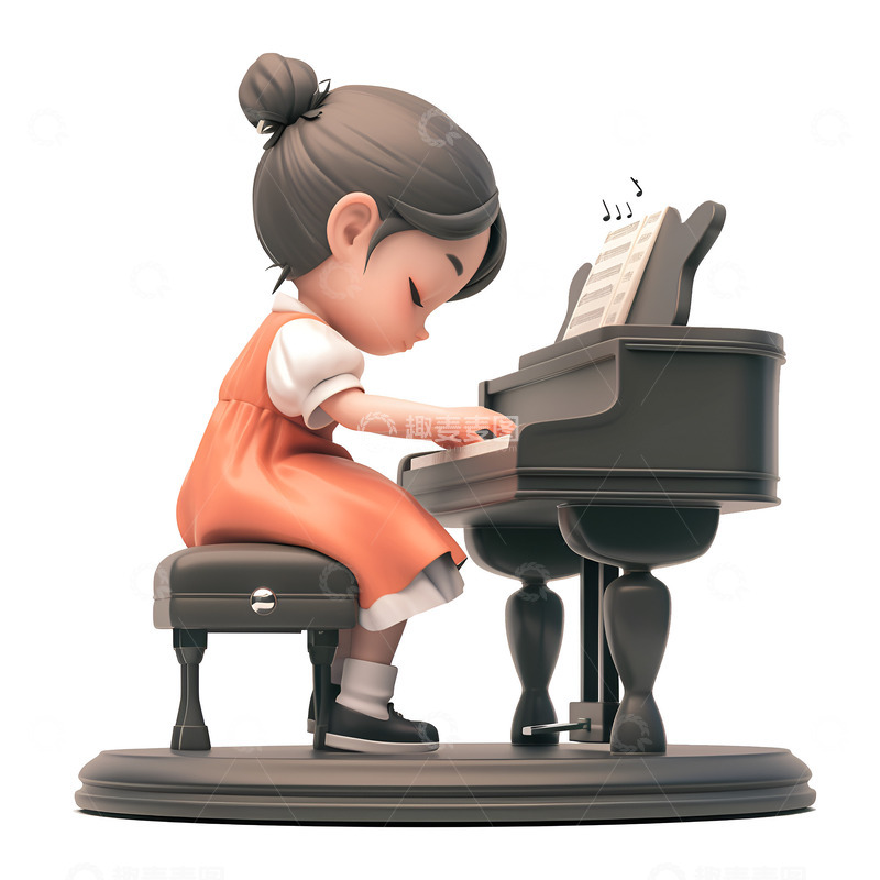 高清大图下载【趣麦麦图】弹钢琴的小女孩1