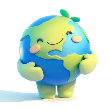 可爱的3D卡通地球