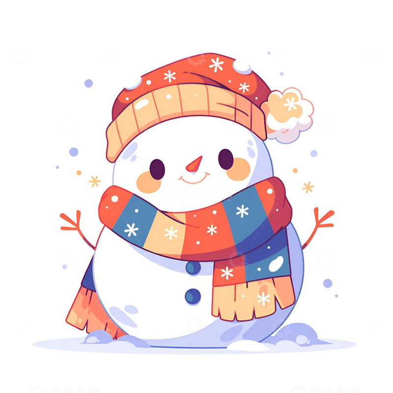 高清大图下载【趣麦麦图】卡通简约带着围巾的雪人