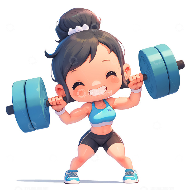 高清大图下载【趣麦麦图】-卡通简约举重运动员